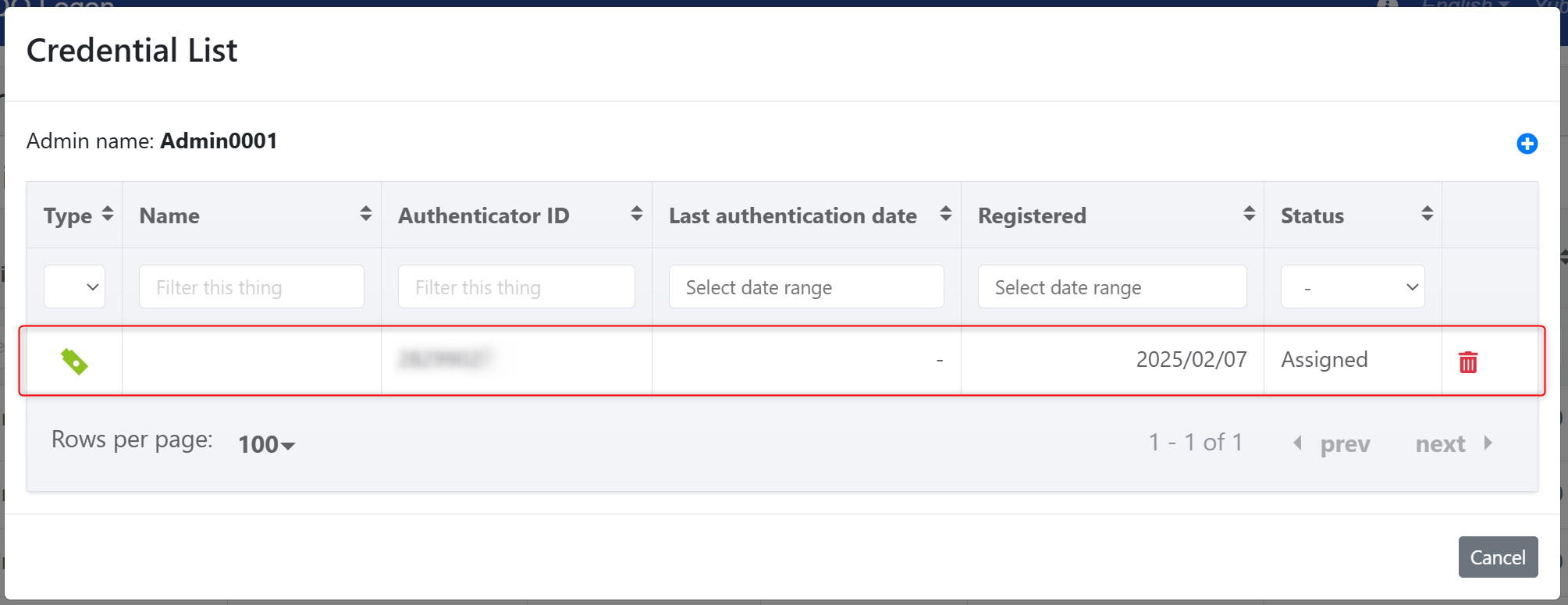 Assigned Authenticator