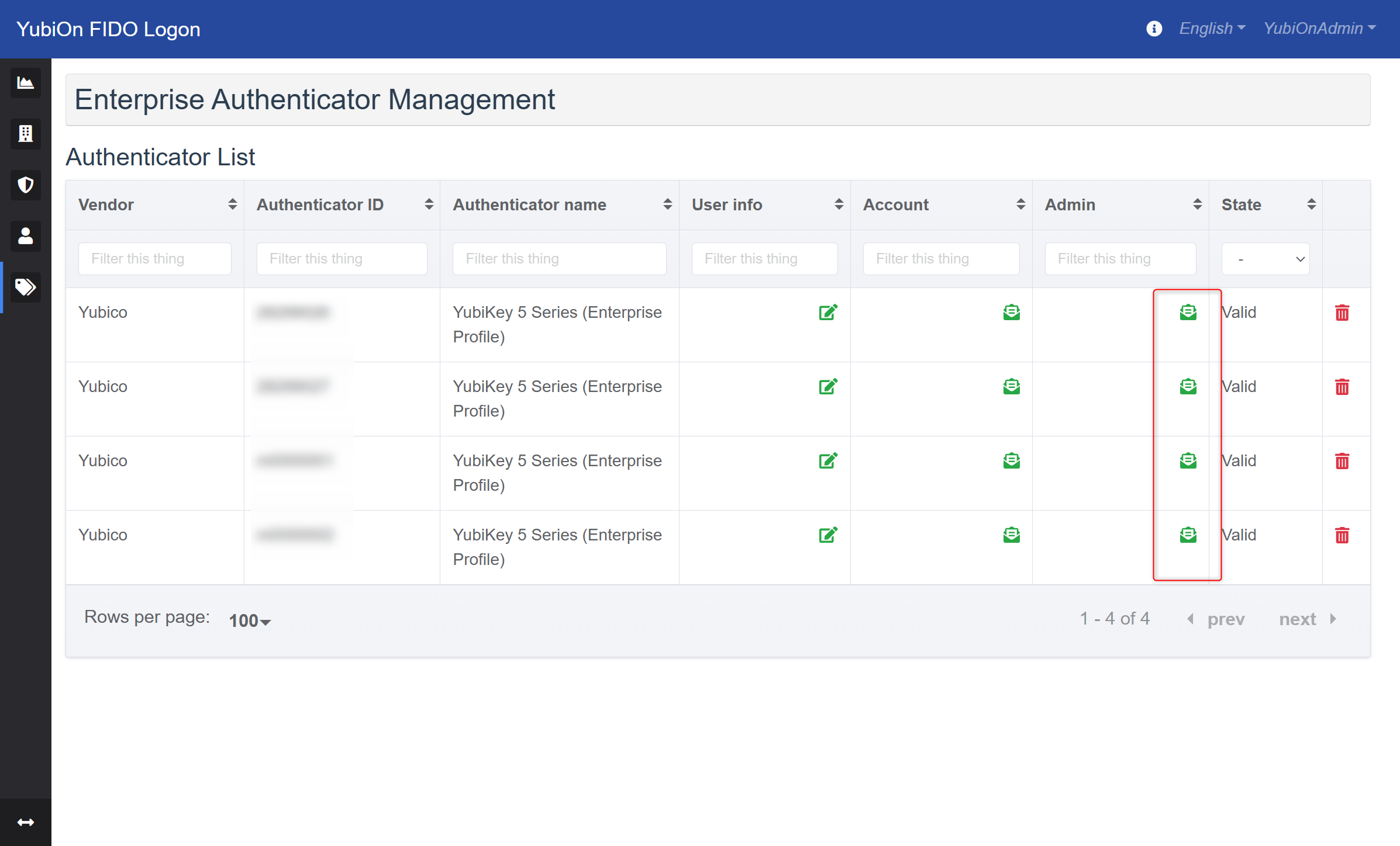 Enterprise Authenticator Screen