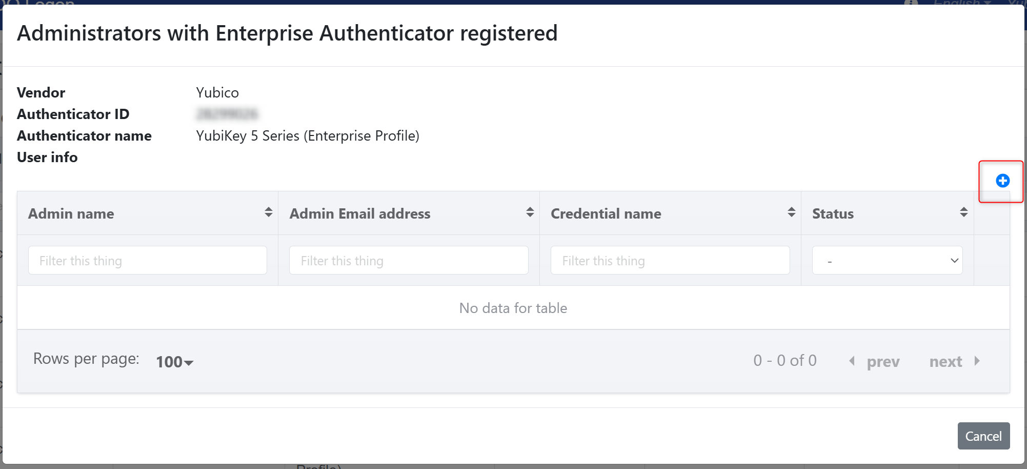 Enterprise Authenticator Administrator List