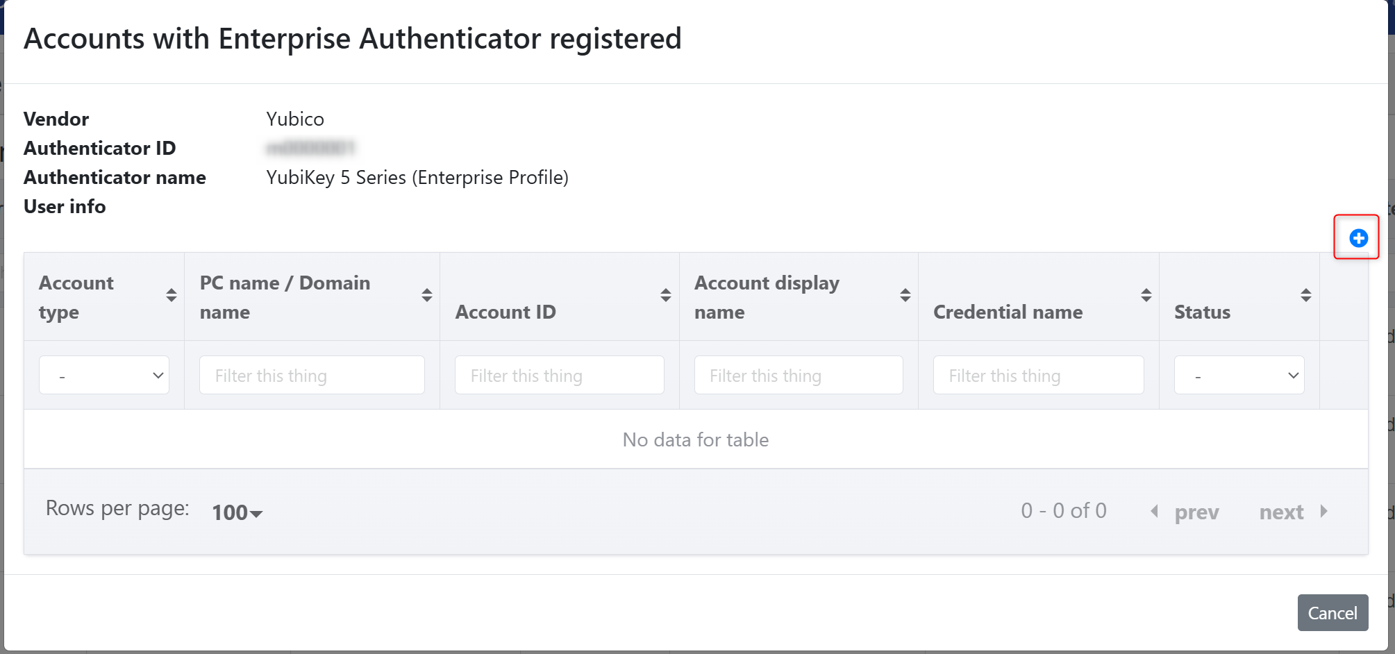 Enterprise Authenticator Screen