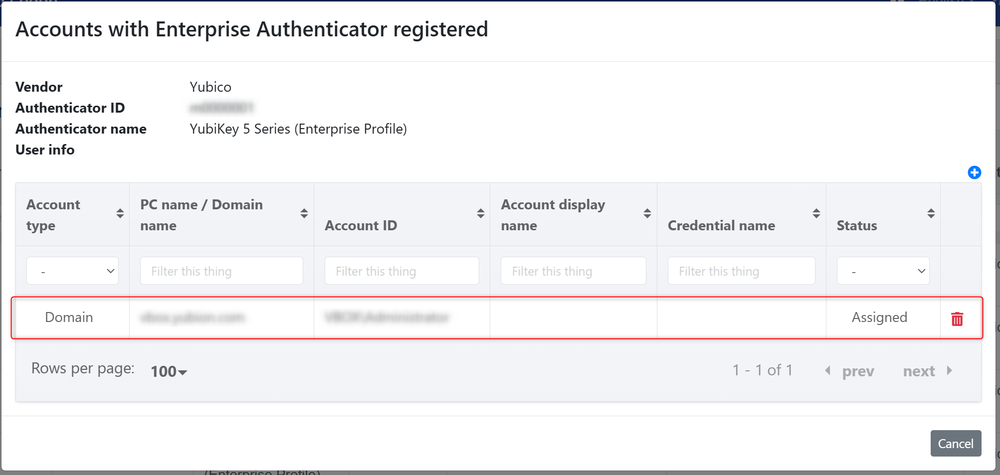 Enterprise Authenticator Screen