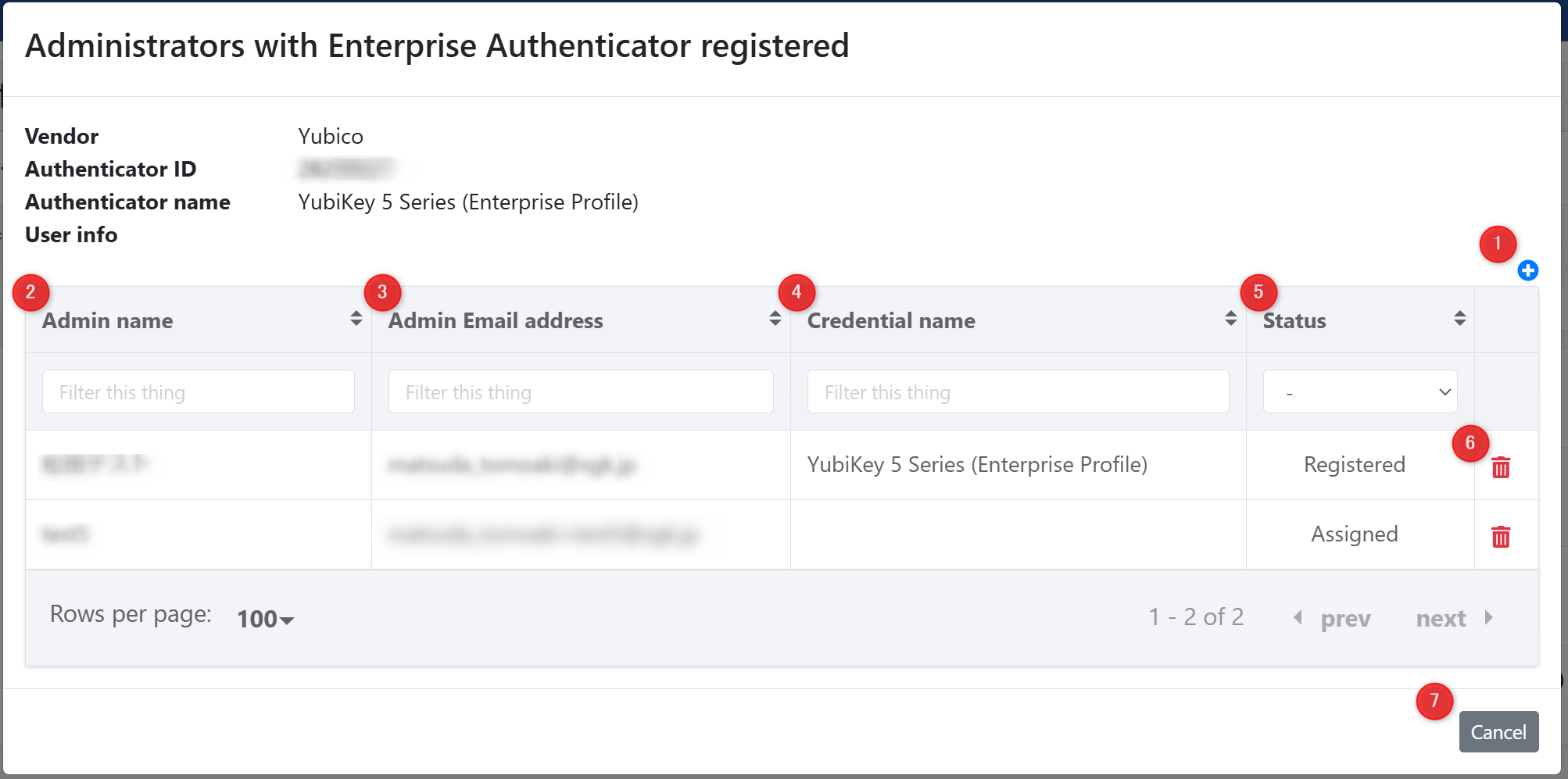 Administrators with Enterprise Authenticator registerd