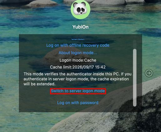Click Switch to server logon mode