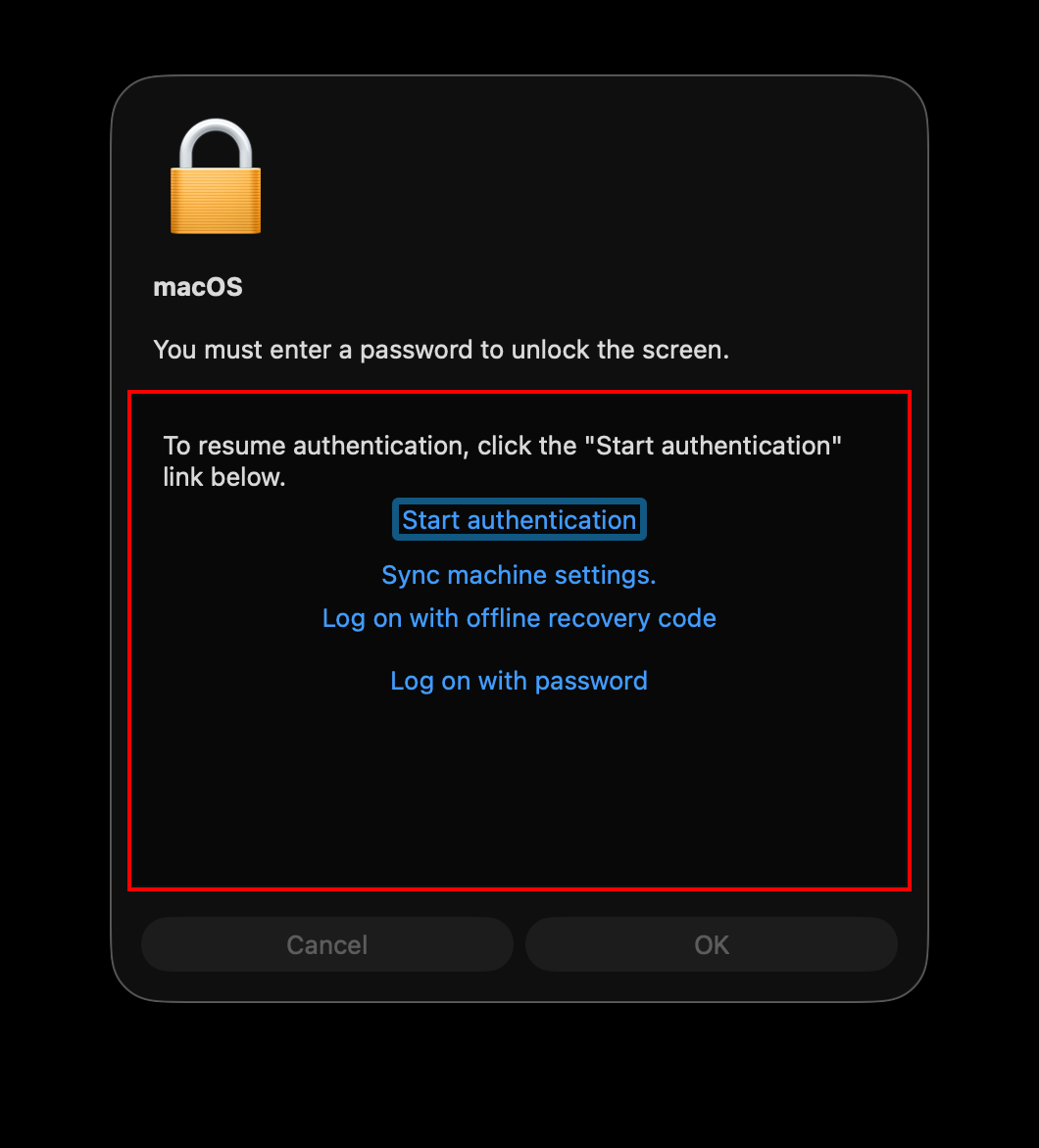 Screen unlock on macOS