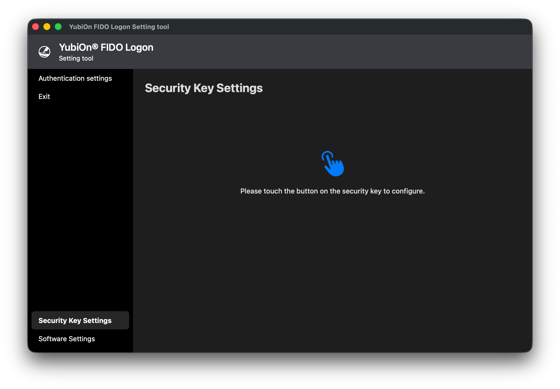 Touch Security Key Prompt Screen