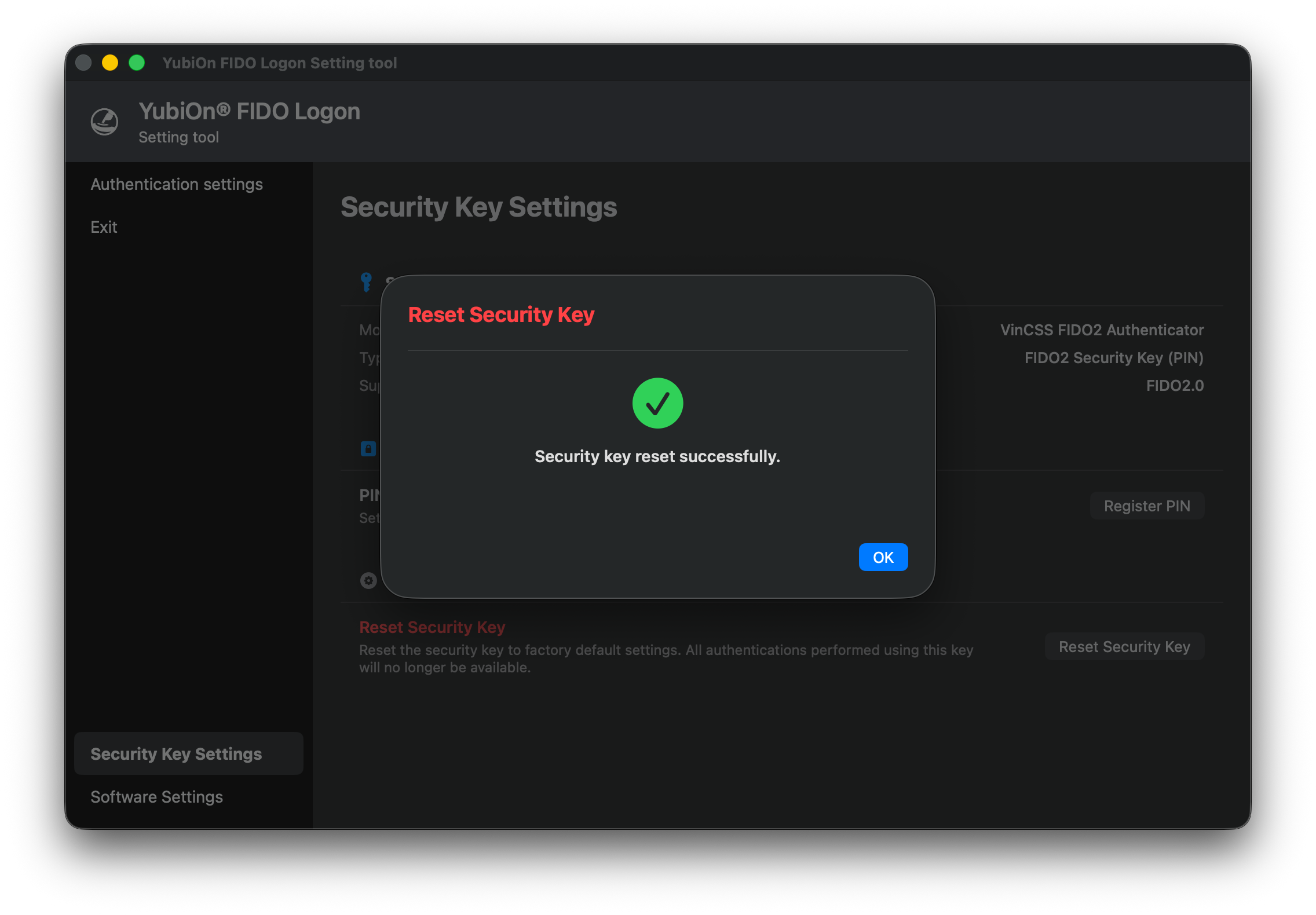 Reset Completed Screen