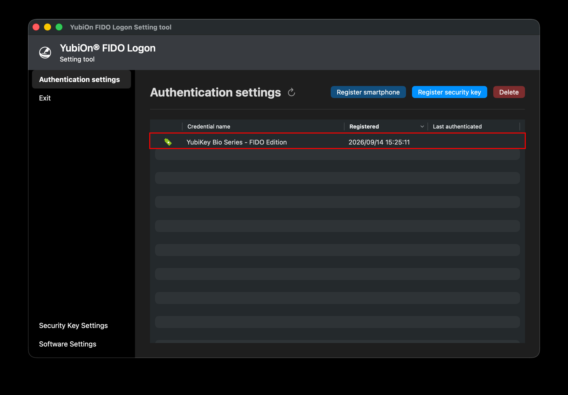 Confirm the registered authenticator
