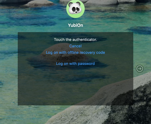 Touch the authenticator