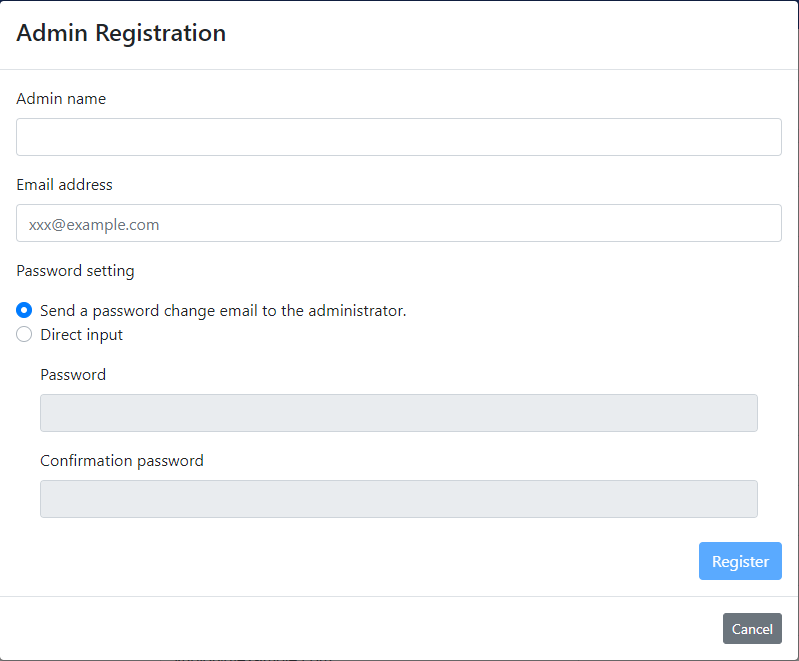 Administrator information registration