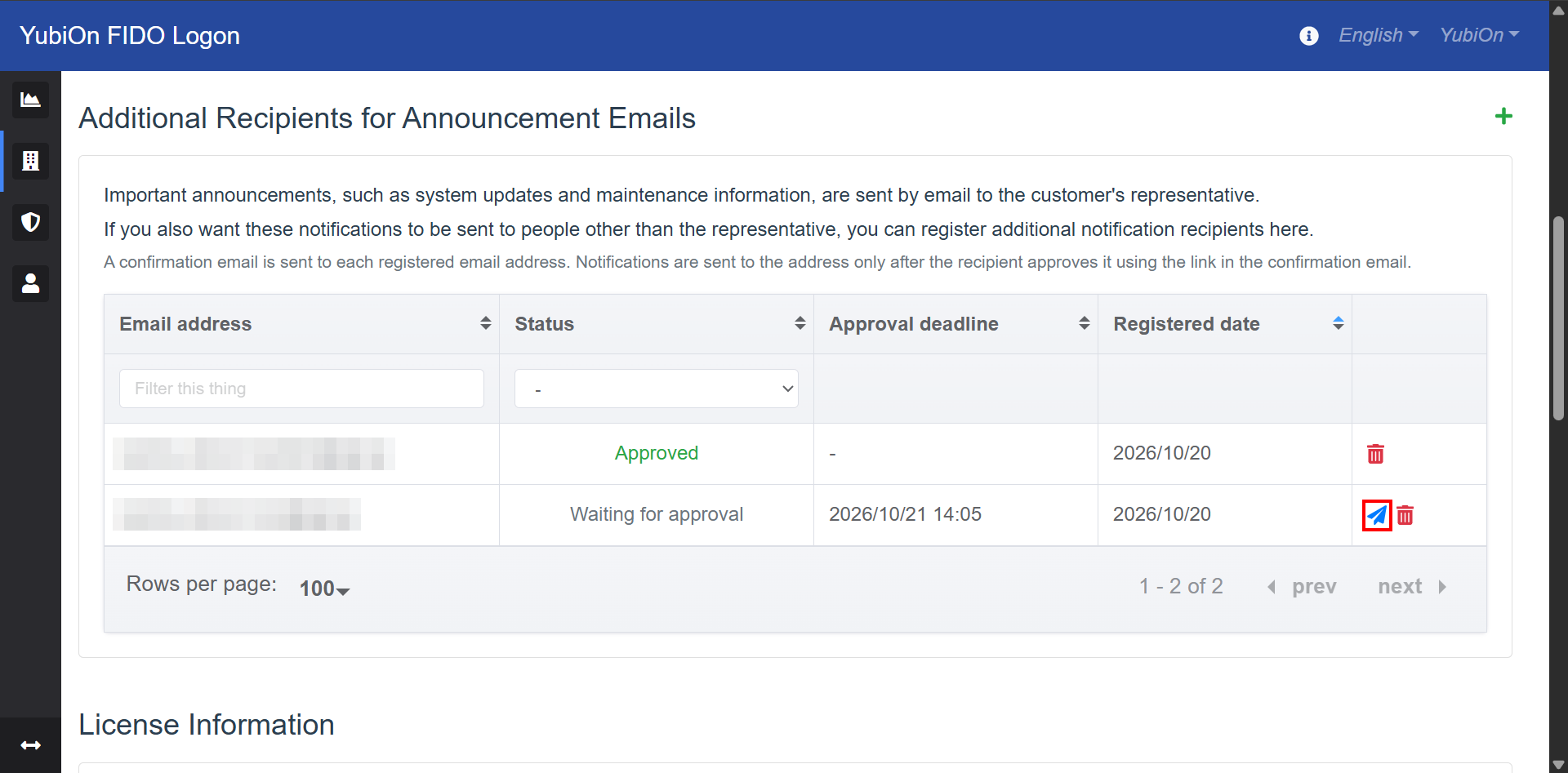 Click the resend icon