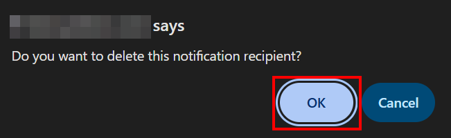 Click OK on the confirmation message