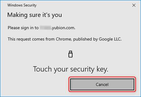 Authentication by security key